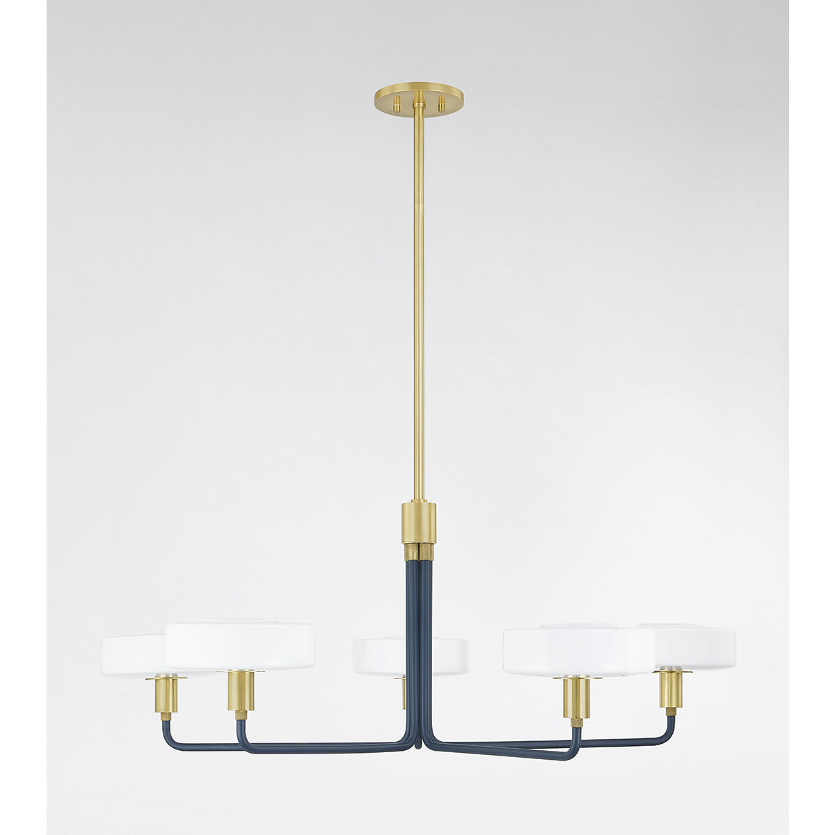 Aston 5 Light 39 inch Aged Brass/Slate Blue Chandelier Ceiling Light